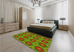 Patterned Dark Bronze Brown Rug in a Bedroom, pat2960yw