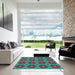 Square Machine Washable Transitional MediumSpring Green Rug in a Living Room, wshpat2960