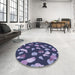 Round Patterned Medium Purple Rug in a Office, pat2961blu