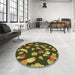 Round Patterned Milk Chocolate Brown Rug in a Office, pat2961brn