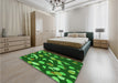 Patterned Deep Emerald Green Rug in a Bedroom, pat2961grn