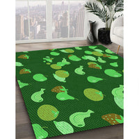 Patterned Deep Emerald Green Rug, pat2961grn