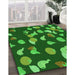 Patterned Deep Emerald Green Rug in Family Room, pat2961grn