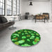 Round Patterned Deep Emerald Green Rug in a Office, pat2961grn