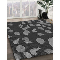 Patterned Charcoal Black Rug, pat2961gry