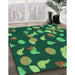 Patterned Dark Forest Green Rug in Family Room, pat2961lblu