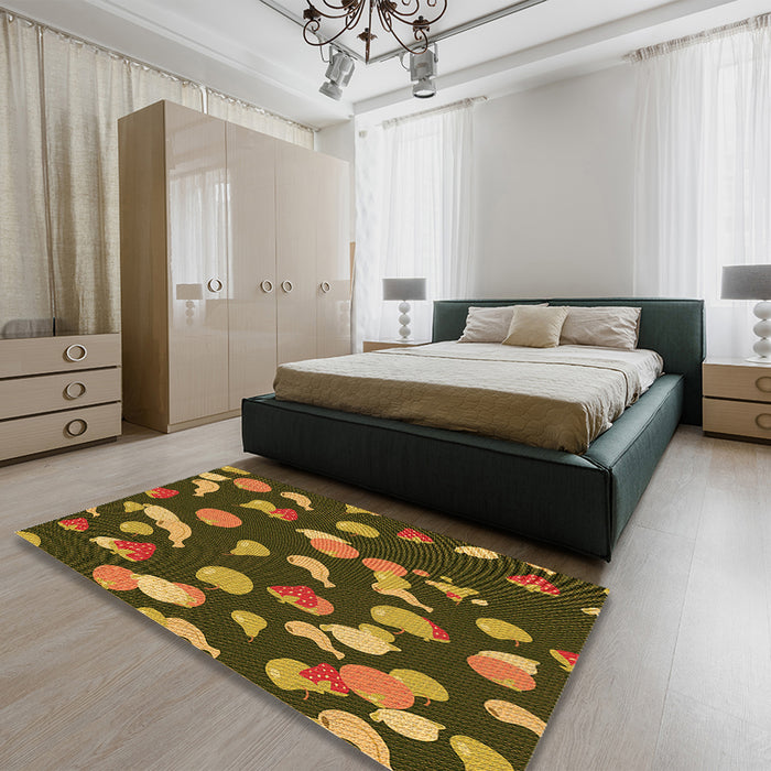 Patterned Bakers Brown Rug in a Bedroom, pat2961org