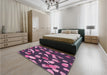 Patterned Orchid Purple Rug in a Bedroom, pat2961pur