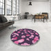 Round Patterned Orchid Purple Rug in a Office, pat2961pur