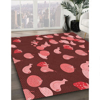 Patterned Saffron Red Rug, pat2961rd