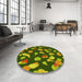 Round Patterned Pistachio Green Rug in a Office, pat2961yw