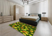 Patterned Pistachio Green Rug in a Bedroom, pat2961yw