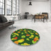 Round Patterned Green Novelty Rug in a Office, pat2961