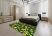 Machine Washable Transitional Green Rug in a Bedroom, wshpat2961