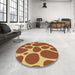 Round Patterned Mahogany Brown Rug in a Office, pat2962brn