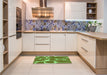 Patterned Green Rug in a Kitchen, pat2962grn