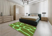 Patterned Green Rug in a Bedroom, pat2962grn