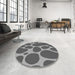 Round Patterned Gunmetal Gray Rug in a Office, pat2962gry