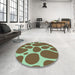 Round Patterned Saddle Brown Rug in a Office, pat2962lblu