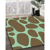 Patterned Saddle Brown Rug, pat2962lblu