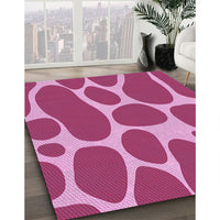 Patterned Raspberry Red Rug, pat2962pur