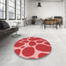 Round Patterned Red Rug in a Office, pat2962rd