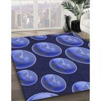 Patterned Light Slate Blue Rug, pat2963blu