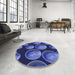 Round Patterned Light Slate Blue Rug in a Office, pat2963blu