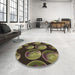 Round Patterned Milk Chocolate Brown Rug in a Office, pat2963brn