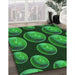 Machine Washable Transitional Deep Emerald Green Rug in a Family Room, wshpat2963grn