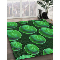 Patterned Deep Emerald Green Rug, pat2963grn