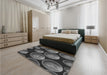 Patterned Charcoal Black Rug in a Bedroom, pat2963gry