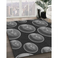 Patterned Charcoal Black Rug, pat2963gry