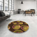 Round Patterned Red Rug in a Office, pat2963org