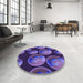 Round Patterned Purple Rug in a Office, pat2963pur