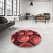 Round Patterned Red Rug in a Office, pat2963rd