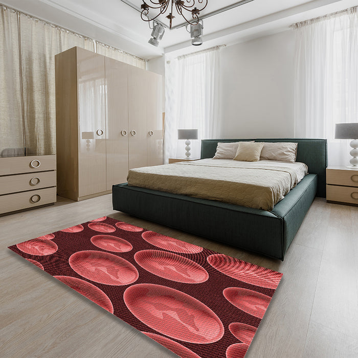 Patterned Red Rug in a Bedroom, pat2963rd