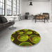 Round Patterned Pistachio Green Rug in a Office, pat2963yw