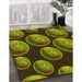 Patterned Pistachio Green Rug in Family Room, pat2963yw