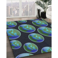 Patterned Deep-Sea Blue Novelty Rug, pat2963