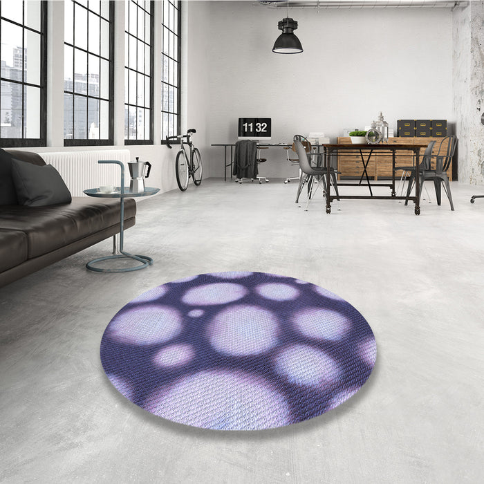 Round Patterned Deep Periwinkle Purple Rug in a Office, pat2964blu
