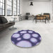 Round Patterned Deep Periwinkle Purple Rug in a Office, pat2964blu