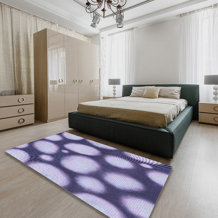 Round Machine Washable Transitional Deep Periwinkle Purple Rug in a Office, wshpat2964blu