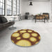 Round Patterned Saddle Brown Rug in a Office, pat2964brn
