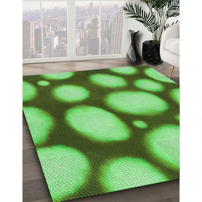 Patterned Emerald Green Rug in Family Room, pat2964grn