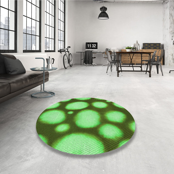 Round Patterned Emerald Green Rug in a Office, pat2964grn