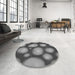 Round Patterned Dark Gray Rug in a Office, pat2964gry