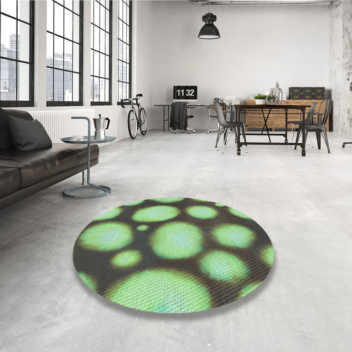 Round Patterned Green Rug in a Office, pat2964lblu