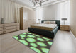 Patterned Green Rug in a Bedroom, pat2964lblu