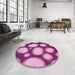 Round Patterned Violet Purple Rug in a Office, pat2964pur